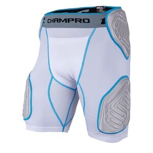Champro Mens Bull Rush 5-Pad Football Compression Girdle White Blue Grey 2X